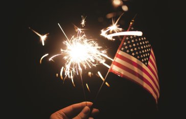 usa flag and sparkler